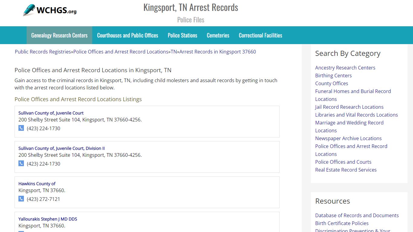 Kingsport, TN Arrest Records - Police Files