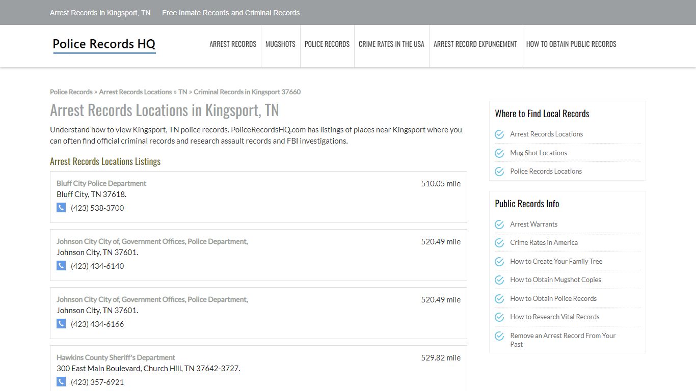 Arrest Records in Kingsport, TN - Free Inmate Records and Criminal Records